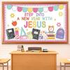 Christian Bulletin Board Set Back To School Classroom Decorations Religious Bulletin Board Christian Classroom Decor Jesus Cutouts Border for Sunday