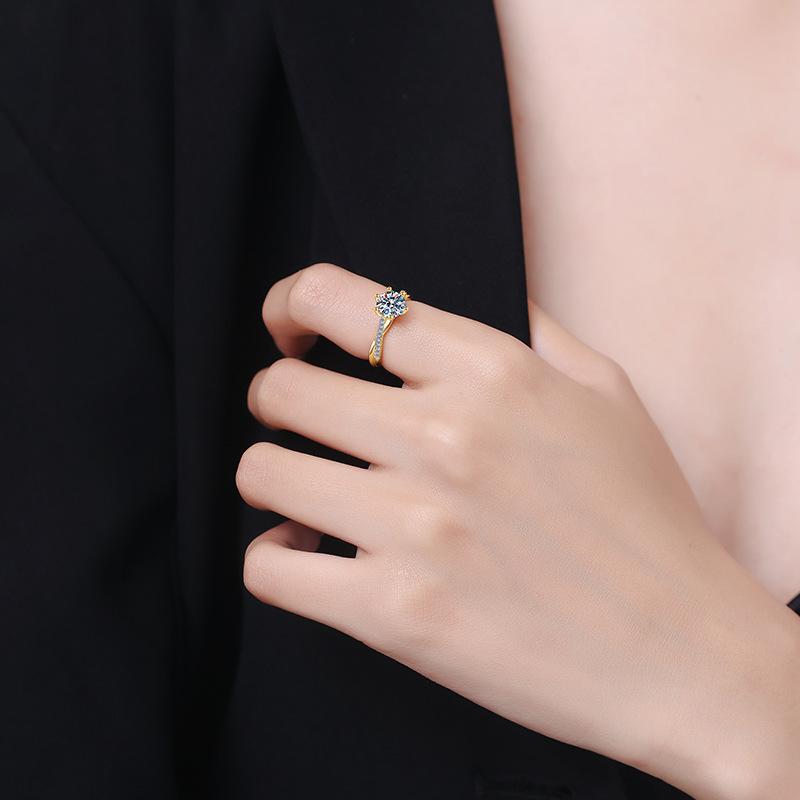 Anello Classico Semplice in Oro 18k a Forma di Occhio di Cavallo con Diamante Moissanite da 1ct per Donna Regalo Gioielli Preziosi per Matrimonio