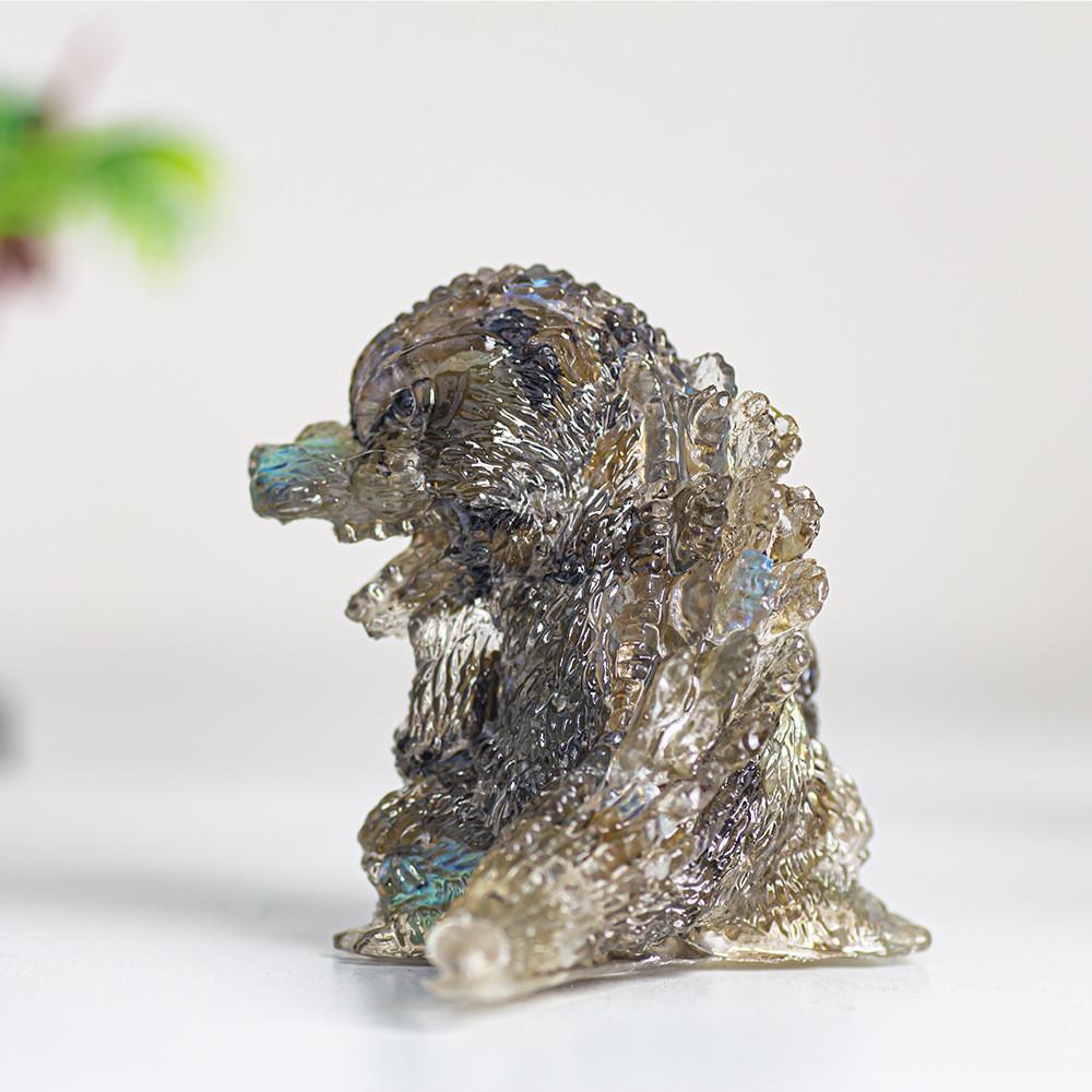 Godzilla Resin Crystal Figurine With Natural Gemstone For Home Decor And Giftgiving