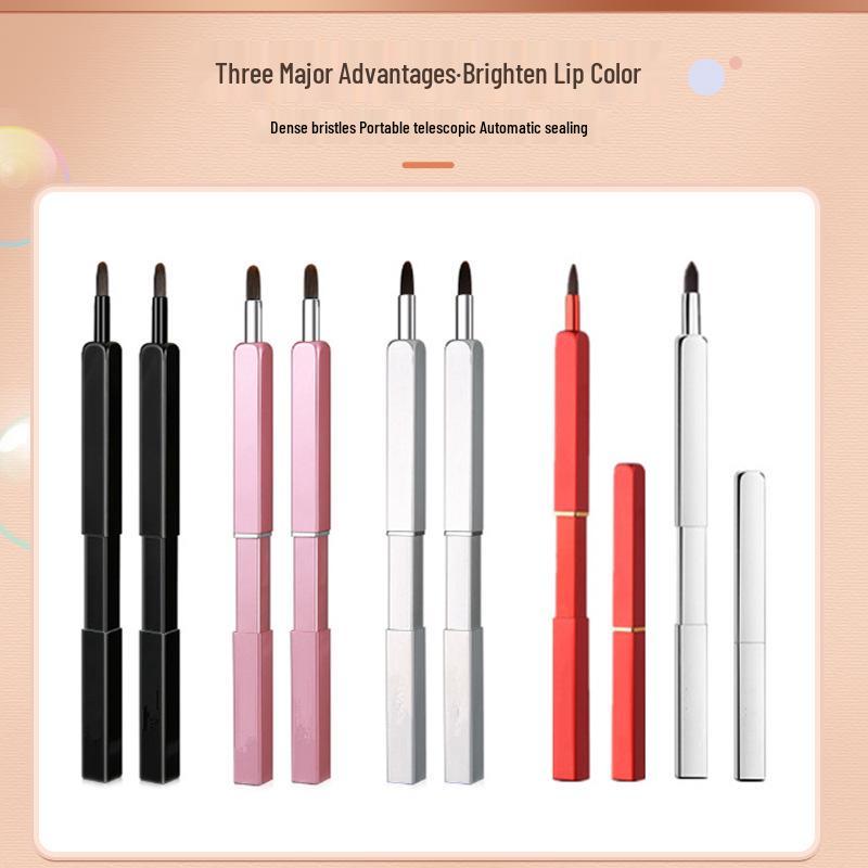 Retractable Lip Brush with Lid - Concealer and Lipstick Makeup Tool Compact