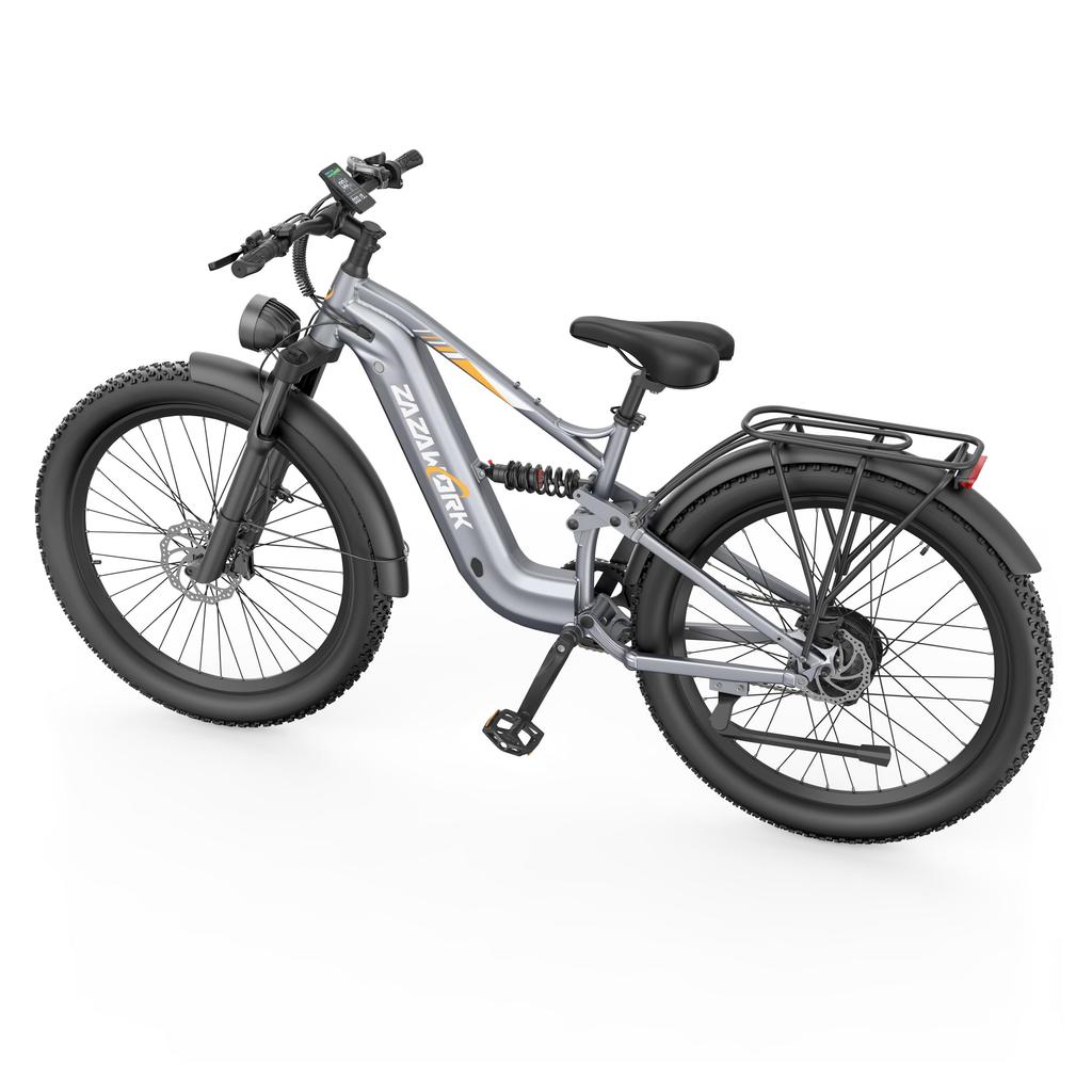 ZAZAWORK CF500: 1000W eats mountains. 48V20Ah lasts weeks. 27" tires grip hard. Two-seat e-bike