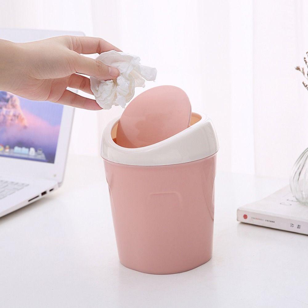 Mini Rubbish Can Plastic Wastebasket Creative Trash Can  Bedroom Bathroom Office Dorms