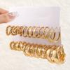 Simple Smooth C-shaped Hoop Earrings Fashion Metal Spring Shaped Earrings Women's Vintage Statement Trendy Zircon
