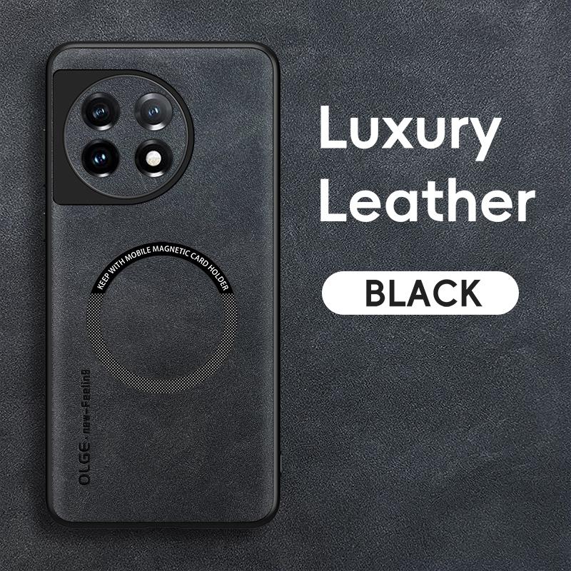For OnePlus 11 Fine Hole Sheepskin Magnetic TPU Soft Edge Anti-Drop Anti Fingerprint Phone Case