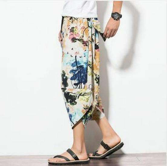 2024 Men's Solid Color Plus Size Casual Linen Harem Pants