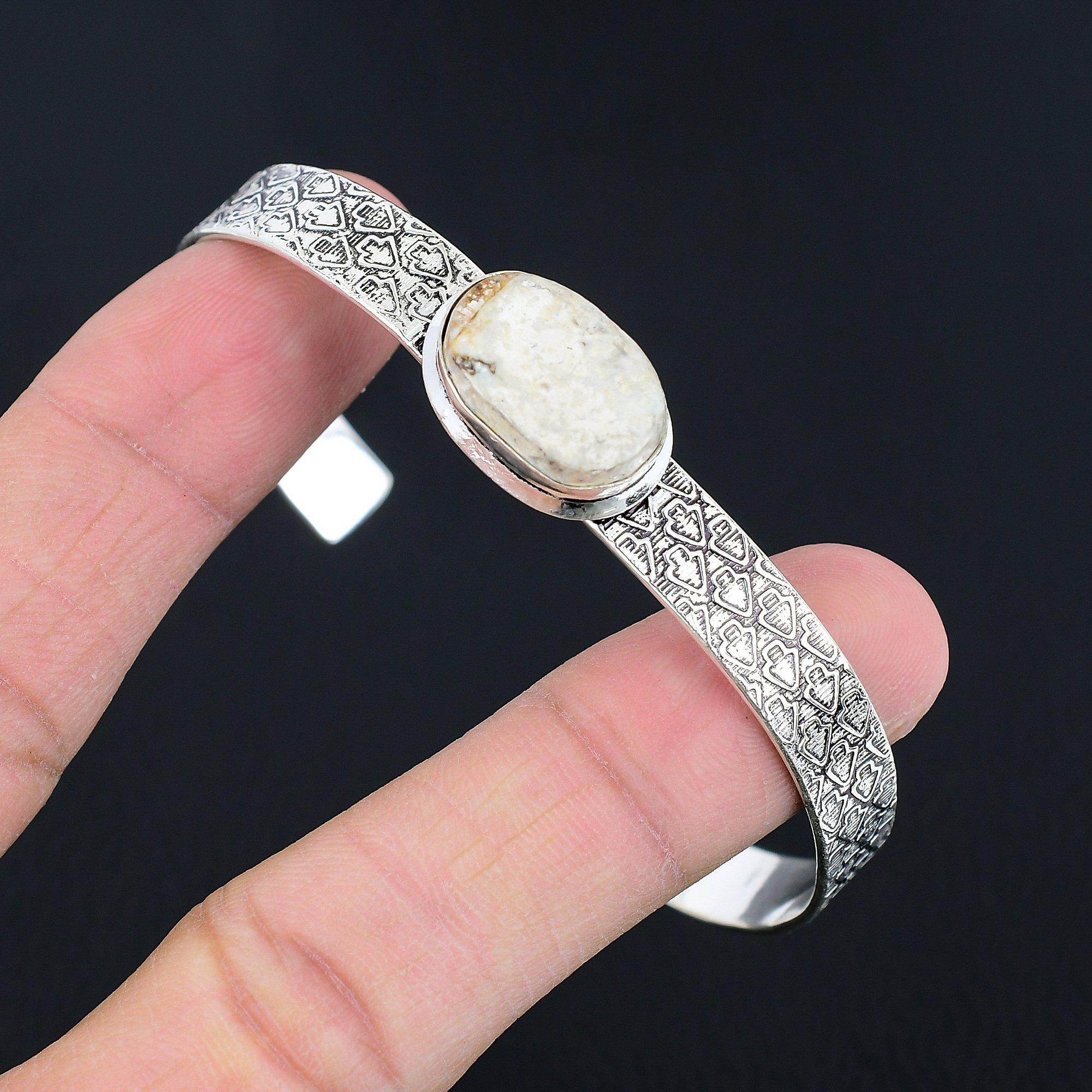 

Sisters Day Sale Wild Horse Magnesite Magnesite Stone 925 Sterling Silver Bangle Adjustable