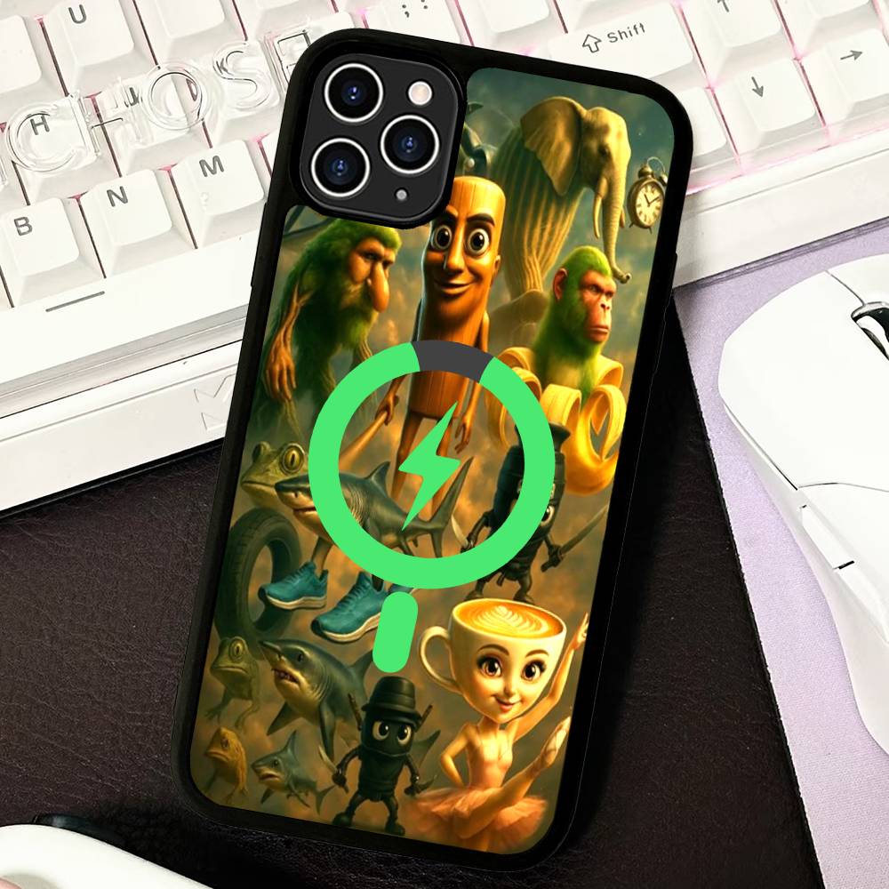 Italian Brainrot Tung Tung For Magnetic Wireless Phone Case For IPhone 17 16 15 14 Plus 13 12 11 Pro Max
