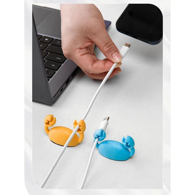 Organizador de Cabos Clipe Caranguejo Fofo Suporte para Cabo de Dados Organizadores Fixadores de Cabo de Carregamento de Celular Mesa Autoadesivo Suporte Arrumado para Fios