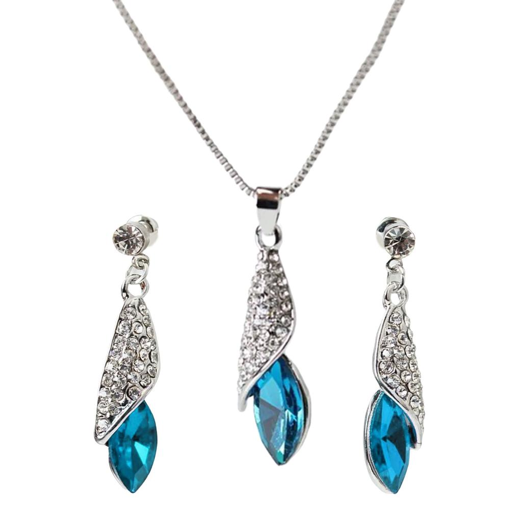 Shimmering Contemporary Jewelry Ensemble Teardrop Pendant Earring Set Alloy Accessories Suitable for Everyday Party