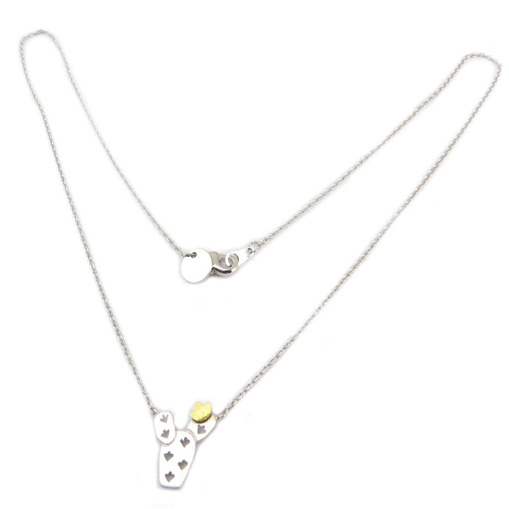 

7bis [P6937] - Колье ручной работы Кактус серебро золото - 15x11 мм