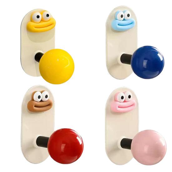 4Pcs Punch Free Wall Hooks Strong Load-bearing Creative Shape Self Adhesive Wall Mounted Clothes Key Towel Hangers