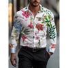 [Camisa Estilo Hawaiano] Moderna Camisa Tropical Floral para Hombre | Estilo Hawaiano, Manga Larga, Cuello para Vacaciones Casuales y Uso Diario