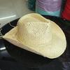 cowboy straw hat wholesale natural corn grass handmade cowboy hats For Men And Women Sun Protection Hats Outdoor Wide Brim cap