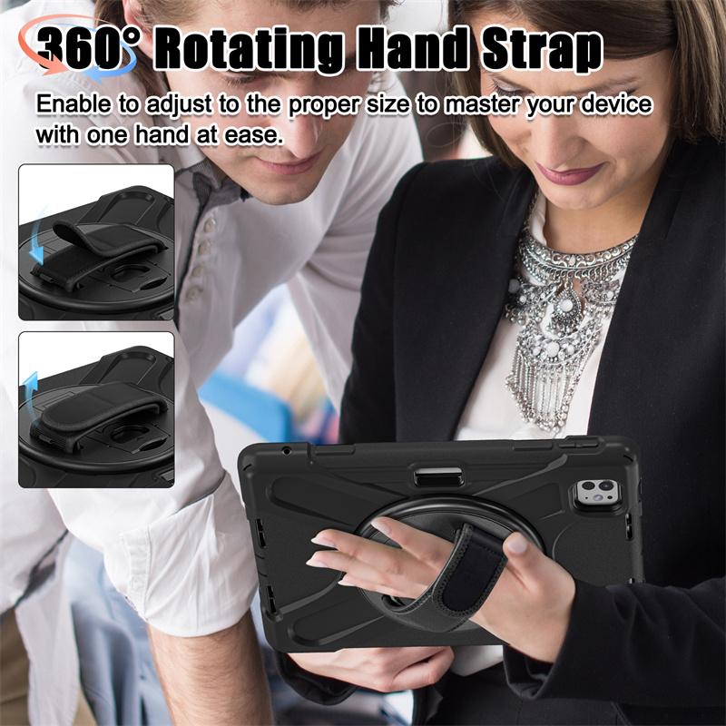 Shockproof Case for IPad Pro 11 12.9 13 M2 M4 2024 Cover IPad Air 13'' 11'' 2025 4th 5th 10.9 11th 11 Funda Coque+Shoulder Strap