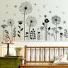 Wall Sticker Decorative Vinyl Adhesive Wall Sticker Wall Flowers Dandelion for Window Room Bedroom Black Home Decoration