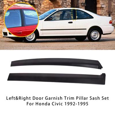 Guarnição da Porta Esquerda&Direita Acabamento Pilar Faixa Conjunto SLJ-1173A-BK Para Honda Civic 92-95