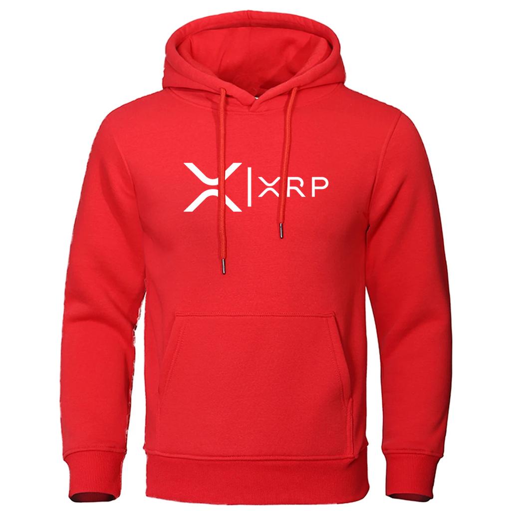 2025 Cryptocurrency Ripple XRP Men Spring Autumn Printing Solid Color Pullover Hoodie Fashion Long Sleeve Comfortable Casual Top