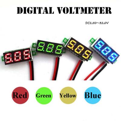 Mini DC2.5-32V LED 3-Digital Display 2 Wires Adjustable Voltage Voltmeter Panel