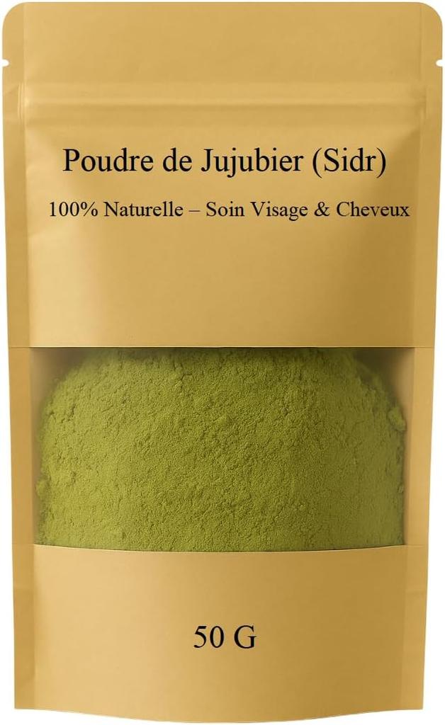 Marokkanisches Sidr-Pflanzenpulver 50 g – 100 % natürliche Kräuter-Schönheitsbehandlung | Haar- und Gesichtspflege | Botanisches Reinigungsmittel | Kosmetikqualität