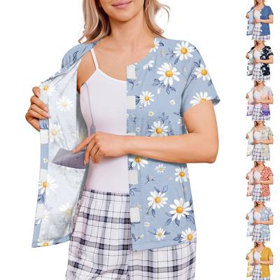 Women's Post-operative Short-sleeved  Color Shirt With Four Pockets