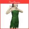Fairy Tinker Bell Cosplay Dress Green Pixie Costume For Adults With Cute Design And Cotton Blend Fabric