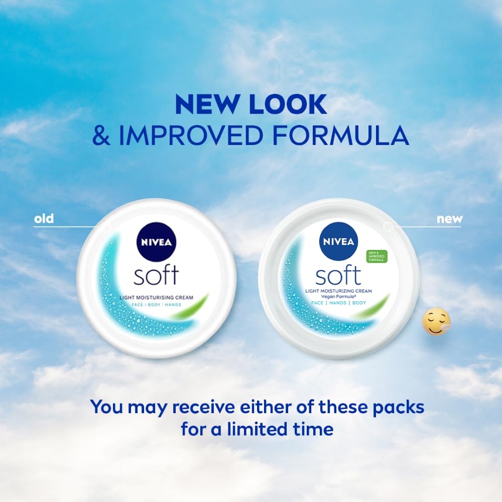 Nivea Soft Light Moisturizer 50ml Vitamin E & Jojoba Oil Non-Greasy Hydration For Face Hands Body Instant Fresh Glow