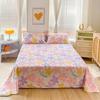 Pink Floral Bed Sheet Set Soft Cotton 4 Pieces Queen Botanical Bed Set, 8 Inch Deep Pocket Fitted Sheet, Flat Sheet, Pillowcases
