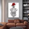 Abstract Croupier Woman With Red Hat Poster Canvas Painting Wall Art Modern Picture For Living Room Home Office Decor Frameless