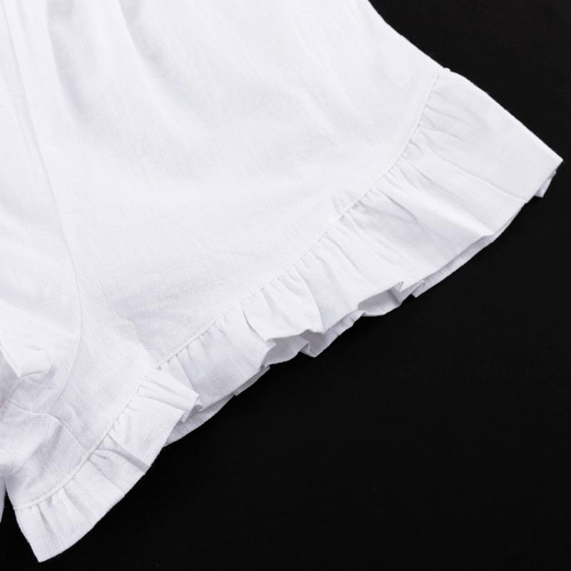 Fashion Casual Solid Loose V Neck 2 Piece Set Women France Designer Lace Up Long Sleeve Tops Female + Summer Chic High Waist  Wide Leg Short Pants