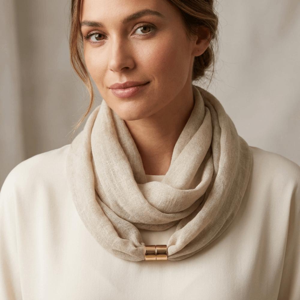 Soft Satin-Texture Magnetic Buckle Scarf Wrinkle-Resistant Neck Warmer Elegant Neck Scarf Gift