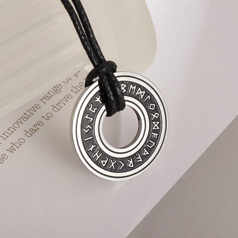 Stainless Steel Vintage Nordic Rune Compass Necklace Men Fashion Trend Amulet Nordic Jewelry