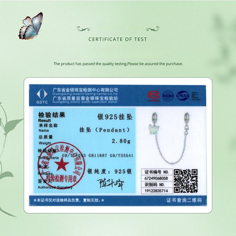 Spring Green Butterfly Safety Chain Diy Bracelet Beaded Accessories 925 Silver Beads