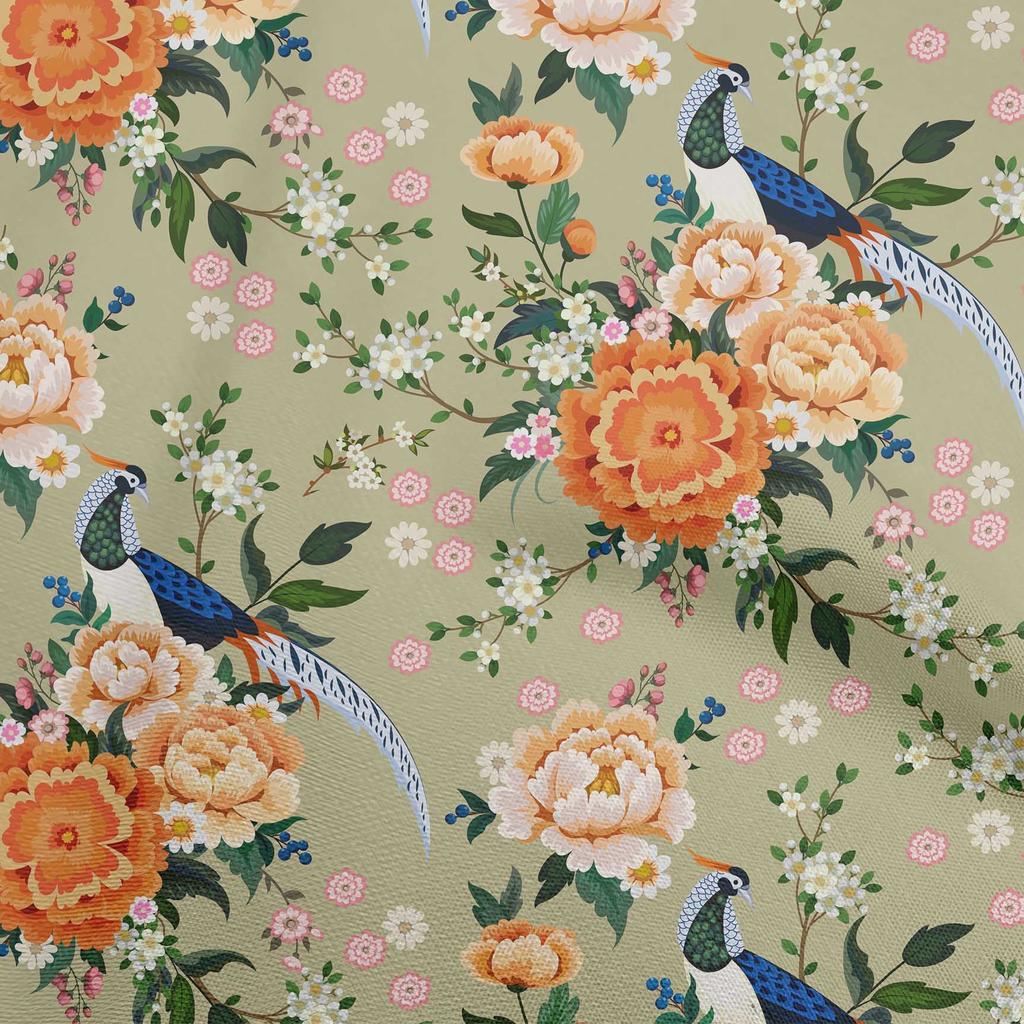 oneOone Cotton Flex Brown Fabric Asian Chinese Craft Projects Decor Fabric Printed By The Yard 40 Inch