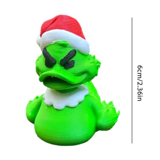 Yousheng Mini Green Duck Figurine Collectible Christmas Duck Ornament Duck Figure Wearing Xmas Hat for Festival Party Table Shelf Decoration