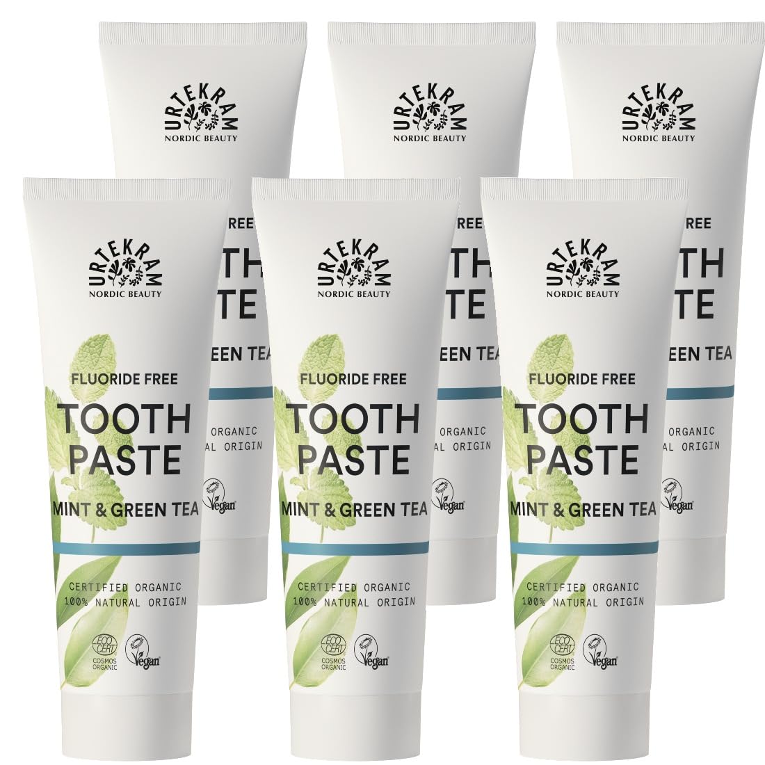 

Urtekram Mint and Green Tea Toothpaste 75ml Set of 6