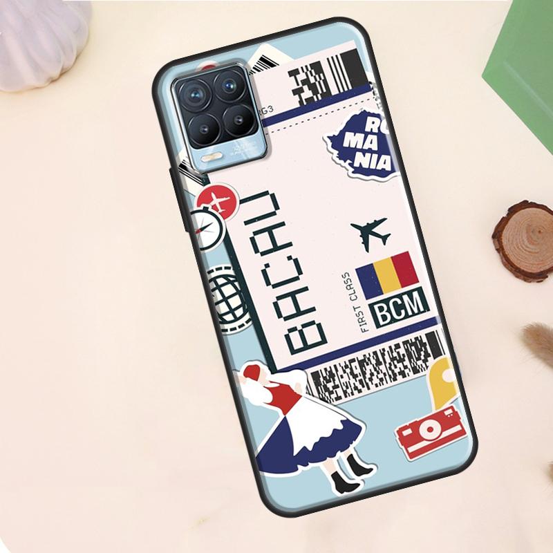 

ROMANIA BOARDING PASS Traveltickets Case For Realme 15 Pro GT7 GT6 C75 C65 C67 C61 C53 C55 C51 C35 C63 C71 11 12 13 14 Pro Plus Realme GT6