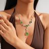 Court Style Diamond-set Oval Water Drop Pendant Sweater Chain Temperament Necklace