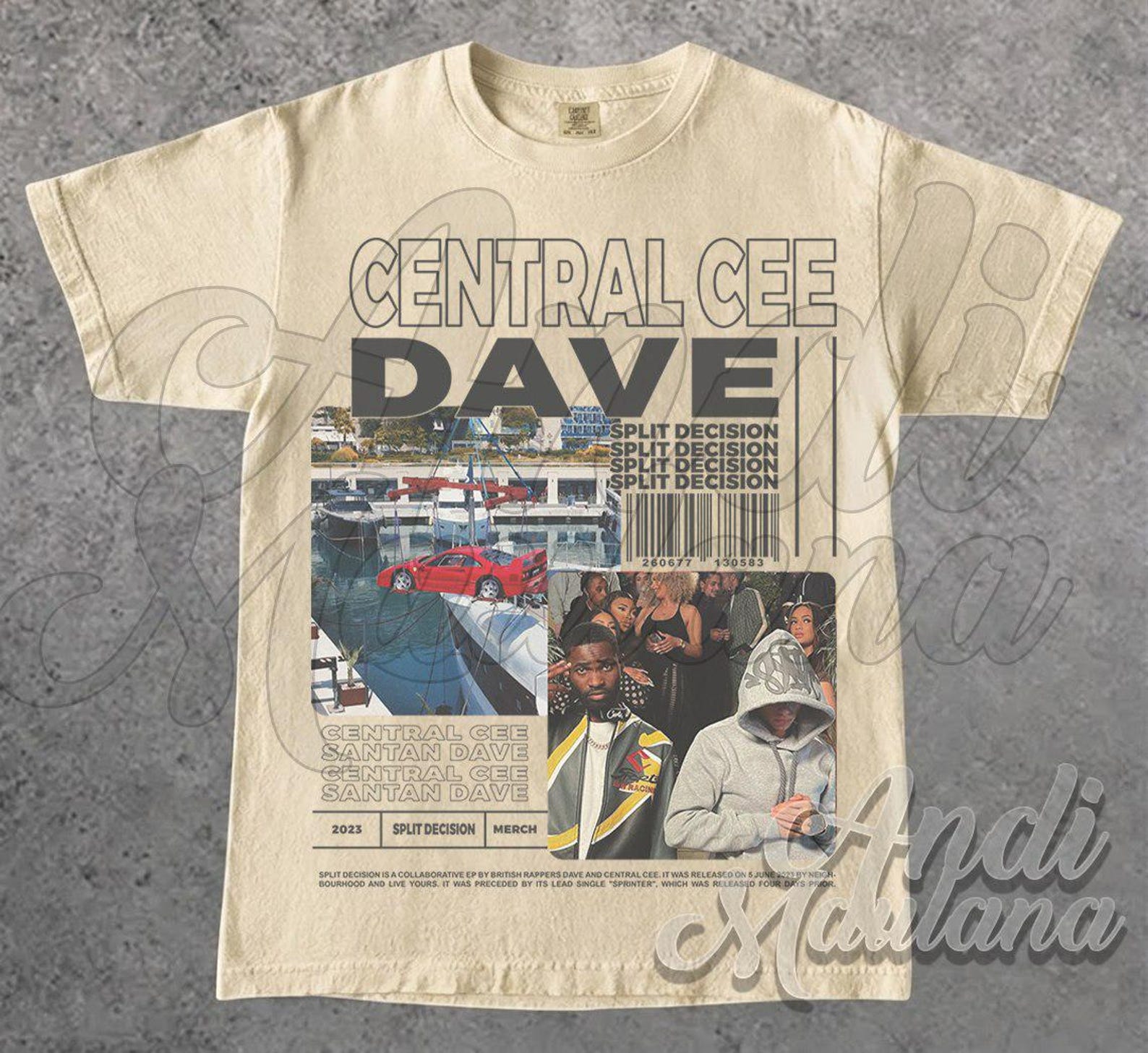 CENTRAL CEE x DAVE Singer Unisex Softstyle T-Shirt, Central Cee Santan Dave Merch, Split Decision Album 90s Poster tee 4XL