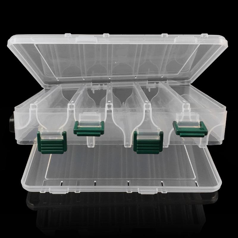 Portable Double Sided Plastic Lure Box 10 Compartments High Capacity Fishing Lures Boxes Fishing