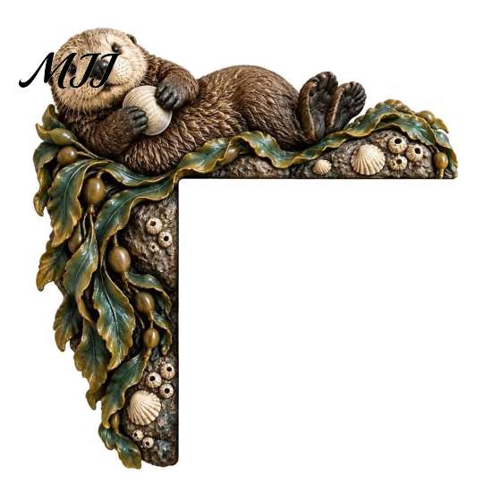 Christmas Classroom Decoration Woodland Chipmunk Door Topper, Resin Tree Hollow Corner Decor with Oak Festive Wooden Ornament Leaves, Cute Forest