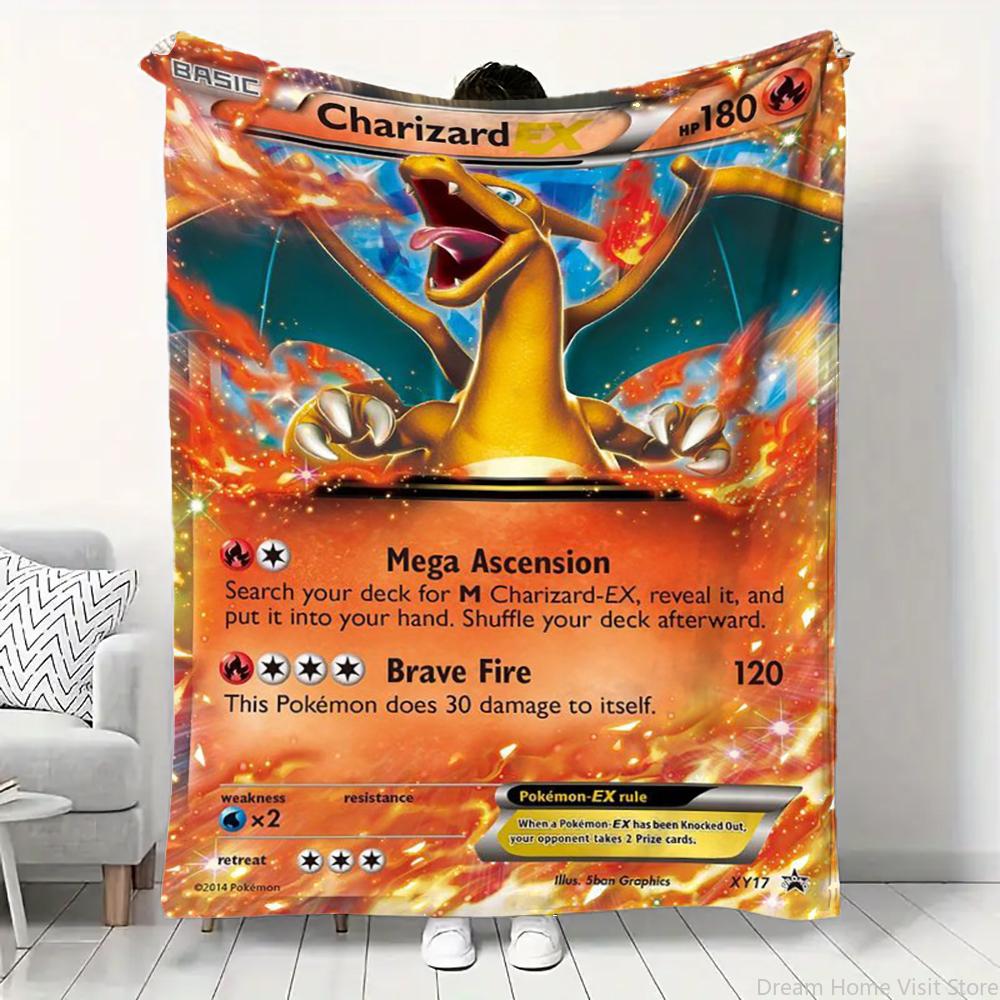 Pokemon Cartoon Kaart Pikachu Flanellen Deken Figuren Huis Bank Lunchpauze Dekens Kinderen Student Deken Slaaphoes Kinderen Cadeau