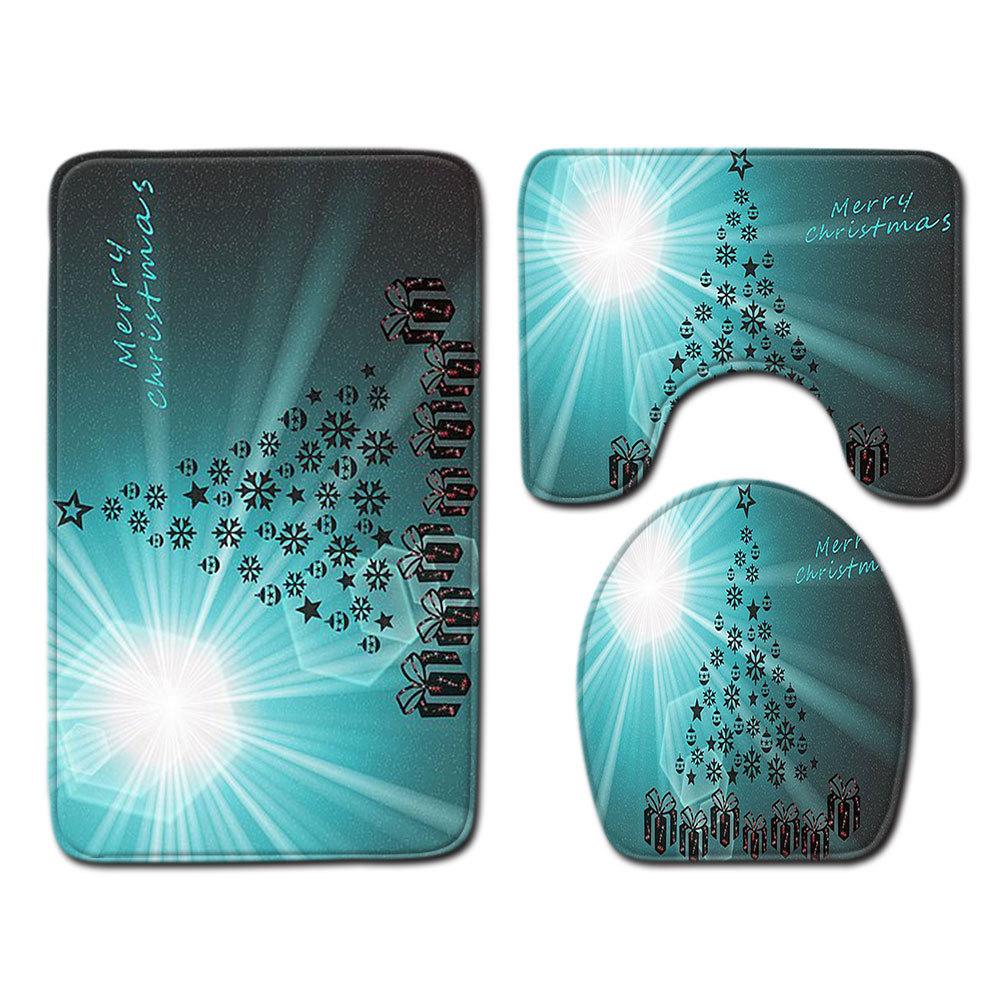 Christmas Bathroom Floor Mat Toilet Three-Piece Set