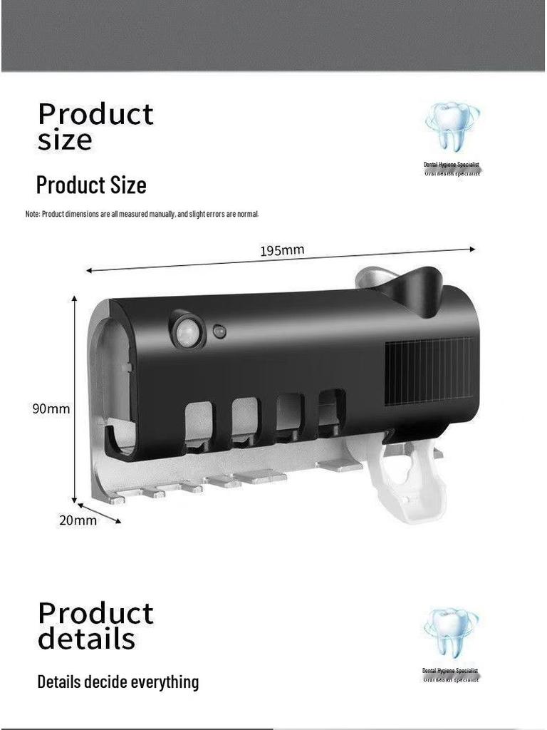 Smart UV Toothbrush Sterilizer & Dispenser with Storage Rack