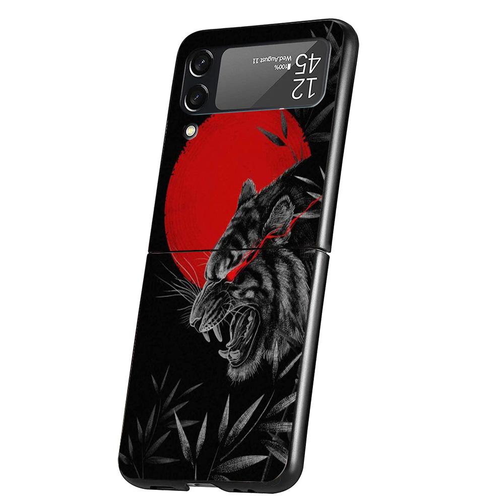 Japanese Dark Dragon Tattoo Case Phone Cover for Samsung Galaxy Z Flip 6 5 4 3 5G ZFlip6 ZFlip5 ZFlip4 ZFlip3 Black Hard Trend F