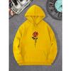Rose Art Letters Printed Hoodie Casual Street Women's Sweatshirt Comfortable Pullover Round Neck Loose Women's Clothing Y2K Top