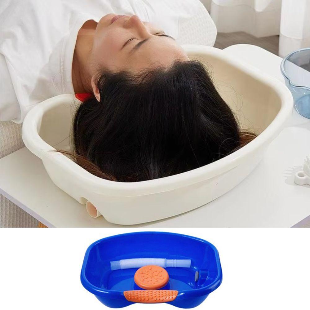 Thickened Hair Washing Basin Plastic Reusable Bed Shampoo Basin With Drain Hose With Rubber Pad Shampoo Tray