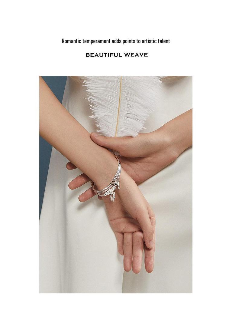 Minimalistické dámské stříbrné náramky Ferris Wheel 2023 - Univerzální šperky z rhodiovaného sterlingového stříbra