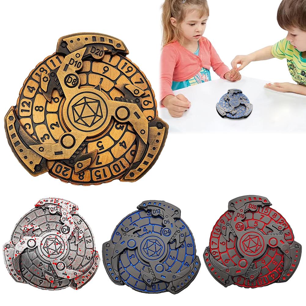 7 in 1 Rotating Roulette Dice Metal Spining DND Dice with D&D Dice Box Dice Spinner Polyhedral for TRPG MTG Dungeons and Dragons