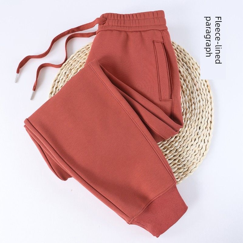 Royal Blue High Waist Winter Fleece-Lined Pure Cotton Sports Pants