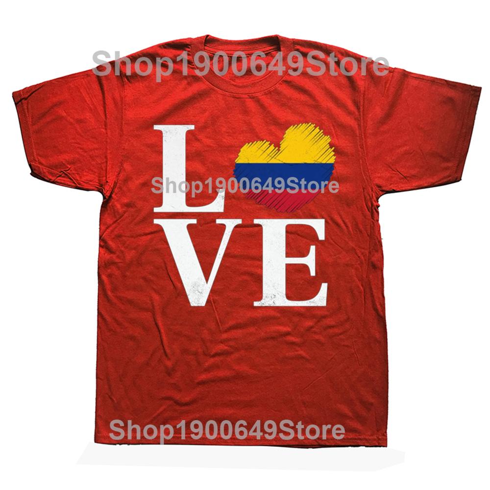 

Смешные футболки с графикой I Love Colombia для мужчин и женщин, модные повседневные футболки, 100% хлопок, свободный оверсайз, флаг Колумбии, летняя S
